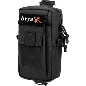 bvya Tactical Molle Backpack Shoulder Strap Pouch, Carrying Kit Bag Sport Phone Pouch Accessories Attachment Pouch Add-on Pouch, Patch Included