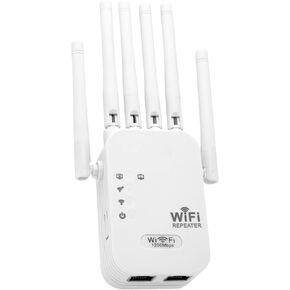 WiFi Extender Signal Booster,WiFi Booster with Dual Band (5GHz/2.4GHz) 1200Mbps WiFi Extenders Signal Booster for Home,WiFi Repeater with Ethernet Port Covers up to 10000sq ft and 55 Devices (White)