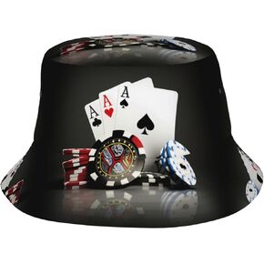 Playing Poker Cardsga Bucket Hat Sun Cap, Fisherman Hat for Women Men Outdoor Fishing Hiking Camping Gardening