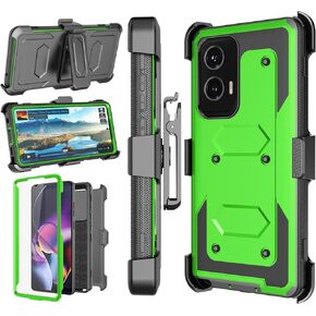 Njjex for Moto G Stylus 5G 2024 Case, for Motorola G Stylus 5G 2024 Phone Holster, [Nbeck] Shockproof Heavy Duty Built-in Screen Protector Rugged Swivel Belt Clip Kickstand Hard Shell Cover [Green]