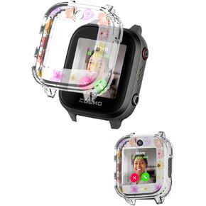 Case for JrTrack 4 Kids Smart Watch by Cosmo, NOUKAJU Smartwatch Cover TPU Material,Easy to Install,Drop-Proof,Soft,Protective Cover for JrTrack 4 Kids Smart Watch(Clear-Flowers)