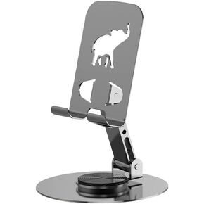 360-Degree Desk Phone Holder Rotatable Cell Phone Holder, Foldable Carbon Steel Tablet Stand for All Mobile Phones, iPhone, iPad