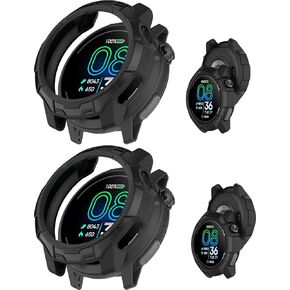 2pack Case for COROS PACE Pro GPS Sport Watch, NOUKAJU Smartwatch Cover TPU Material,Easy to Install,Drop-Proof,Soft,Protective Cover for COROS PACE Pro(Black+Black)