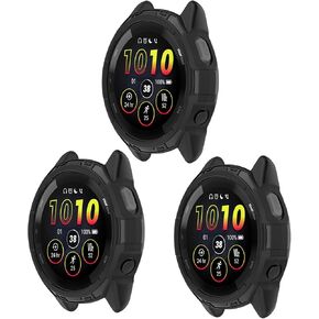 3 Pack Cases Cover Compatible with Garmin Forerunner 265 Music 46mm Watch Case TPU Smartwatch Accessories (Black,Black,Black)