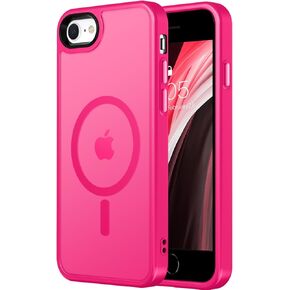 Vooii Upgraded Magnetic for iPhone SE Case 3rd/2nd/2020, iPhone 8/7 Case [Compatible with Magsafe] [Mil-Grade Protection] Slim & Pocket-Friendly Translucent Protective Case Cover, Pink