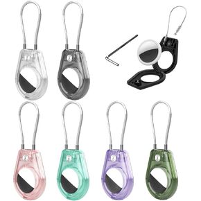 6-Pack AirTag Keychain Holder, Waterproof Air tag Lock Case with Wire Cable for Apple AirTags, Ultra Durable Anti-Lost Protective Air Tag Cover (6)