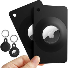 2 Pack Airtag Wallet Holder, Card Flex Credit Card Size Wallet Case Holder for AirTag for Purse, Handbag, Backpack Wallet, Clutch, Wristlet (Black)