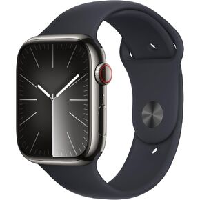 Apple Watch Series 9 [GPS + Cellular, 45mm] - Graphite Stainless Steel Case with Midnight Sport Band, S/M (Renewed Premium)