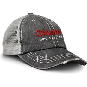 Baseball Cap Oklahoma Sooner State Style B Cotton Trucker Hats for Men & Women Black Gray