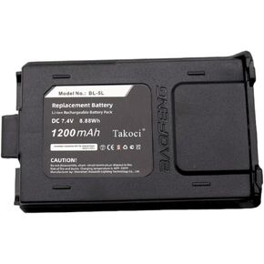 Replacement Battery for BF-F8 PLUS, BF-F8+, BF-F8HP, BF-F9, BF-F9 V2 + HP, TYT F8, TYT F9, UV-5A, UV-5B, UV-5C, UV-5E, UV-5R, UV-5R Plus, UV-5R+, UV-5RA, UV-5RAX+, UV-5RE, UV-5RHP, UV-5RL 7.4V/1200mA