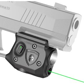WARRIORLAND Pistol Light Laser Combo Fits Sig Sauer P365 Xmacro, Compact 150-Lumen Trigger & Rail Mounted Tactical Weapon Light, Green Laser & White LED Flashlight, Power Indicator, SLL-109G
