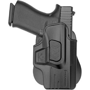 G43 Holster OWB Paddle Polymer Holsters Fit: Glock 43 Outside Waistband Open Carry Polymer Holster with Safety Lock - Angle Adjustable / 1.5"-2" Belt Adjustable - Black, Right
