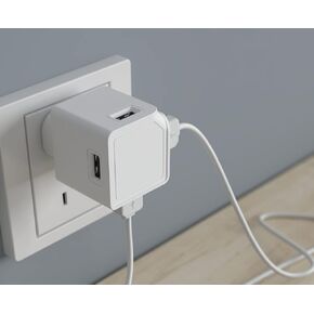 Allocacoc, USBCube Original, 4 Ports USB-A Wall Charger, Compatible with iPhone, Android Phones, Samsung, Google Pixel, Kindle and More, 18w, 5V, 3A max. White (Cable Not Included)