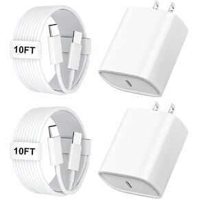 iPhone 16 15 Charger Fast Charging, 20W iPhone 16 15 Pro Max USB C Fast Charger Block with 10FT Long Type C Fast Charging Cable Cord for iPhone 16/16 Pro/16 Pro Max/15/15 Pro/15 Pro Max,Samsung Galaxy