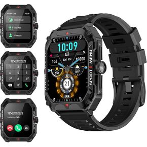 Military Smart Watch for Men(Answer/Make Call) 2.02" Smartwatch with Heart Rate Blood Oxygen Sleep Monitor 128 Sports Modes Fitness Tracker Step Calorie Counter IP68 Waterproof for Andriod iPhone