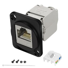 XMSJSIY CAT6A D-Type Panel Mount Connector Shielded RJ45 CAT6A Coupler Toolless Keystone Jack Snap-in Closure Module Patch Cable Network Ethernet Interface Adapter for Cat6/Cat5/Cat5e
