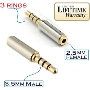 3.5mm Male to 2.5mm Female Audio Adapter Converter Headphone Headset 3 Ring Jack - Stereo or Mono for Apple iPhone 6/6S/5S iPad Samsung Galaxy and Note Phones & Most Smartphones & Tablets