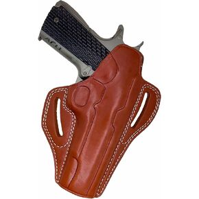 1911 Holster - OWB 1911 Holster 5 inch - 1911 Pancake Leather Holster - fits All 1911 Models with 5" Barrels - for Colt Kimber Ruger Taurus Springfield Browning CZ Remington Sig Armscor Norinco etc.