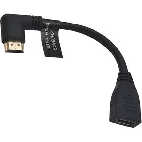 6 inches HDMI 2.1 Extension Cable Male to Female Port Saver Adapter 90 Degree Right Angle Support 8K 60HZ 4K 120HZ 1080P 3D for PS5 TV Stick HDTV Laptop Projector (Left Angle)