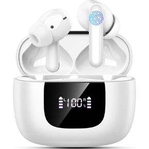 yobola Wireless Earbuds, Bluetooth Ear Buds Deep Bass, Dual LED Display Bluetooth 5.4 Headphones with 4 ENC Noise Cancelling Mic, IPX7 Waterproof 35H Playtime in-Ear Earphones for Phone Sport Workout