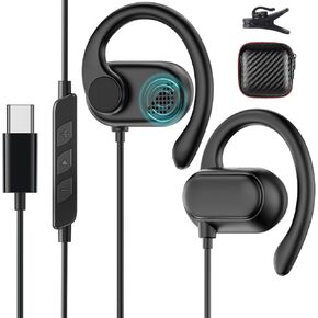 Open Ear USB C Headphones for Samsung S25 S24 Ultra S23 FE,Over Ear Buds USB Type C Earphones Wired with Adjustable Ear Hooks for iPhone 16 15 Pro Max,USB-C Headset for iPad 10
