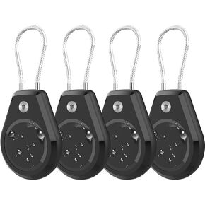 4 Pack AirTag Holder Keychain Compatible with Apple Air Tag, Waterproof Anti-Theft Air Tag Case Fully Enclosed for Travel Luggage, Backpack Black