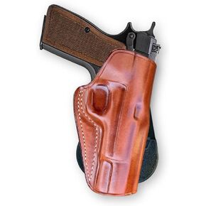 Premium Leather OWB Paddle Holster Open Top Fits Browning Hi-Power MK3 9mm/ 40S&W 4-5/8" Barrel, Right Hand Draw, Brown Color #1307#