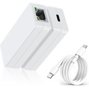 PROCET PoE to USB C Converter 5V 10W Power Supply and Network PoE USB C Ethernet Adapter 100Mbps Fast Speed Transmit for Mini Display, Small Tablet, Low Power USB C Smart Device