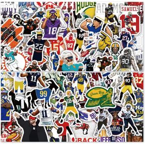 102pcs Football Rugby All Star Stickers for Water Bottles,Rugby Decals Decoration Sticker for Boys，Waterproof Decals for Laptop，Computer，Car，Guitar，Bumper，Skateboard，Gifts for Kids Adult