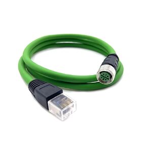 3.28ft M12 4 Pin A Code Female to RJ45 Male Industrial Ethernet Cable High Flex Cat7 Shielded Field Wireable Cable Assembly for Automation Application 1Meter