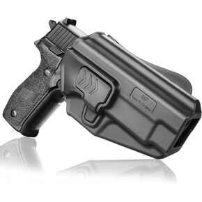 Gun Flower OWB Paddle Holster Compatible with Sig Sauer P226 Full Size 4.4'' Only, Outside Waistband Carry, Index Finger Release 360 Degrees Adjustable, Right Hand(Not Fit Compact) Black
