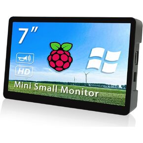 7 Inch Raspberry Pi Screen 800x480 Small HDMI Monitor Second Display Screen with Case for Raspberry Pi 400/4/3/2/Zero/B/B+ Jetson Nano Win11/10/8/7, Dual Speakers, Non-Touch