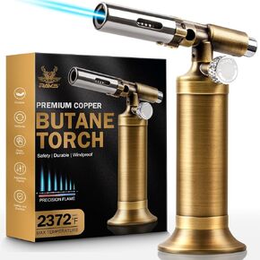 RAVS Butane Torch Lighters Butane Refillable, Copper Torch Blow Torch, Kitchen Torch Lighter for Creme Brulee, Dab Torch with Pinpiont Flame, Mini Torch Hand Torch, Soldering Torch for Resin Art,Craft