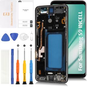 InCell Galaxy S9 G960 LCD Display Screen Replacement (No Fingerprint Function) with Midnight Black Frame for Samsung Galaxy S9 SM-G960F/U/W/U1/0/N Replacement Touch Digitizer Assembly