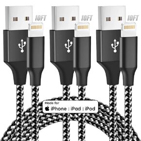 iPhone Charger 3pack 10FT High Speed Data Sync USB Cable Long Cable Fast Charging