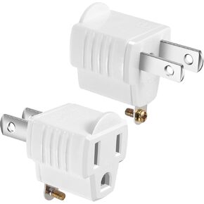 Grounded Adapter 3-Prong to 2-Prong Outlet Converter - 3 Pin to 2 Pin Plug Socket Adapter for Electrical Cord, Household, Workshops(2 Pack)