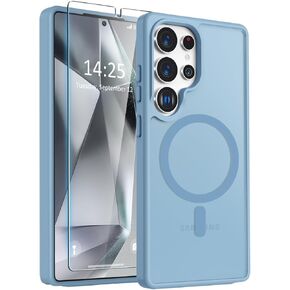 for Samsung Galaxy S25 Ultra Case, Magnetic Phone Case with 1 Screen Protector [Military Grade Protection] [Compatible with MagSafe] Translucent Matte Protective Cover for S25 Ultra, Lavender Purple