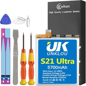 Galaxy S21 Ultra Battery, [Upgraded] 5700mAh Li-Polymer EB-BG998ABY Replacement Battery for Samsung Galaxy S21 Ultra 5G SM-G998 with Repair Tool Kit [24 Month Service]