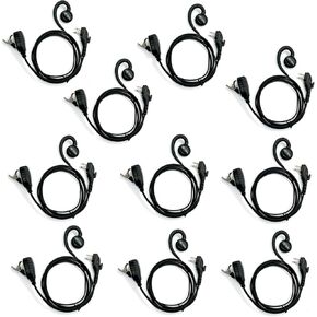 10 Pcs C-Swivel BD502i Earpiece with Mic Radio Headset Walkie Talkie Ear Piece for Hytera HYT BD552i BD612i PD402i PD482i PD562 PD562i TC-508 TC-580 TC-610 RCA RDR2500 2550 2600 XR150