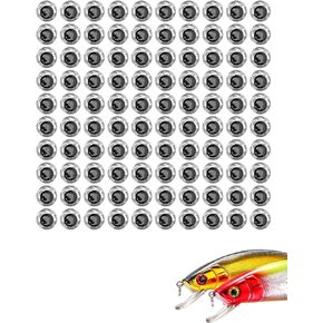 Fishing Lure Eyes,100pcs/Pack 9mm 3D Realistic Fishing Eyes Lure Eyes Lure Making Supplies for Fishing Baits DIY,Fish Eyes for Lures(Silver)