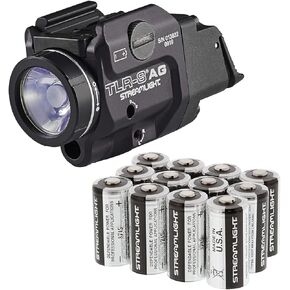 Streamlight TLR-8A G Flex 500 Lumens Rail-Mounted Black Finish Light with Green Laser and Rear Switch Options (High/Low) Lithium Batteries - 12 Pack
