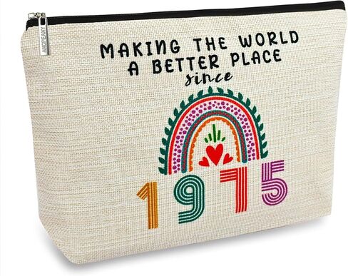 50th Birthday Gifts for Her, Funny 1974 50th Birthday Decorations Makeup Bag, Anniversary 50 Old Year Gift Ideas for Women, Wife, Sister, Mom, Aunt, Cool Cosmetic Travel Bag for Mothers Day, Christmas in Kuwait