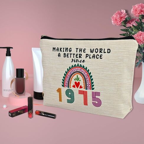 50th Birthday Gifts for Her, Funny 1974 50th Birthday Decorations Makeup Bag, Anniversary 50 Old Year Gift Ideas for Women, Wife, Sister, Mom, Aunt, Cool Cosmetic Travel Bag for Mothers Day, Christmas in Kuwait