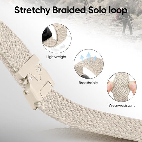 Braided Stretchy Solo Loop Compatible with Apple Watch Band 46mm 45mm 44mm 42mm 49mm for Men Women, Elastic Sport Nylon Strap Wristband with Sliding Buckle for iWatch Series 10 9 8 7 6 5 4 3 Ultra SE in Saudi Arabia