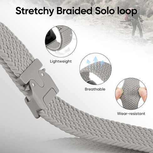 Braided Stretchy Solo Loop Compatible with Apple Watch Band 46mm 45mm 44mm 42mm 49mm for Men Women, Elastic Sport Nylon Strap Wristband with Sliding Buckle for iWatch Series 10 9 8 7 6 5 4 3 Ultra SE in Saudi Arabia