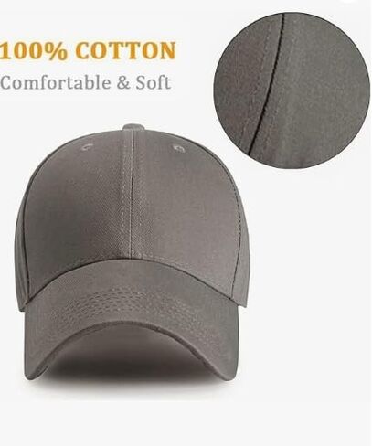 Baseball Cap for Men & Women 100% Cotton Adjustable Unisex Hat, 8 Colors (Black/White/Navy etc.) Breathable Casual in Saudi Arabia