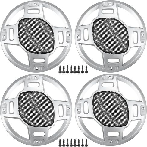 ACROPIX 6" Car Speaker Grills Cover Mesh Round 6 Inch Audio Speaker Subwoofer Guard Protector Case with Mounting Screws Iron Silver Tone Black - Pack of 4 in Saudi Arabia