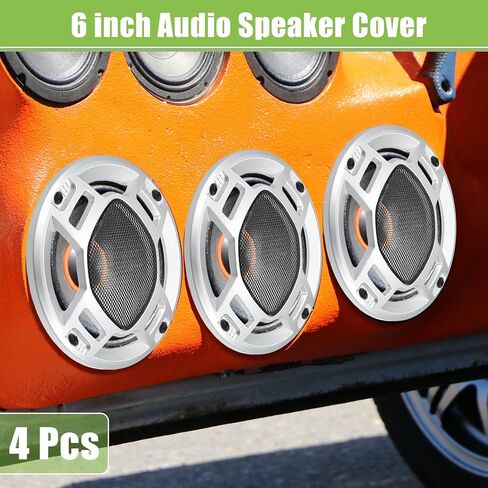 ACROPIX 6" Car Speaker Grills Cover Mesh Round 6 Inch Audio Speaker Subwoofer Guard Protector Case with Mounting Screws Iron Silver Tone Black - Pack of 4 in Saudi Arabia
