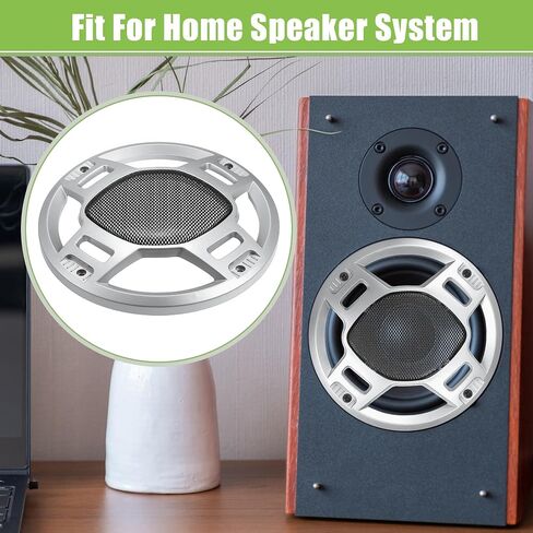 ACROPIX 6" Car Speaker Grills Cover Mesh Round 6 Inch Audio Speaker Subwoofer Guard Protector Case with Mounting Screws Iron Silver Tone Black - Pack of 4 in Saudi Arabia
