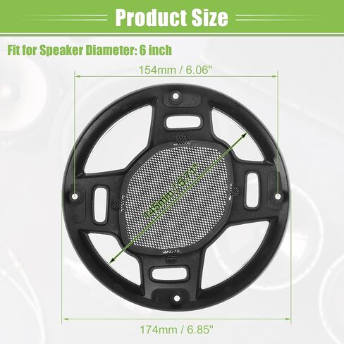 ACROPIX 6" Car Speaker Grills Cover Mesh Round 6 Inch Audio Speaker Subwoofer Guard Protector Case with Mounting Screws Iron Silver Tone Black - Pack of 4 in Saudi Arabia